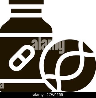 Medical Pill Bottle Biohacking Icon Vector Illustration Stock Vector