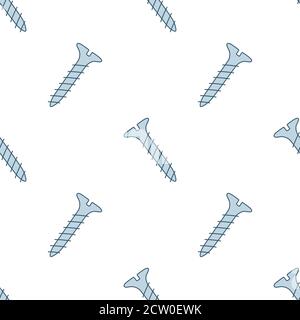 Seamless pattern with doodle screws. Texture with hand drawn bolts. Vector Stock Vector