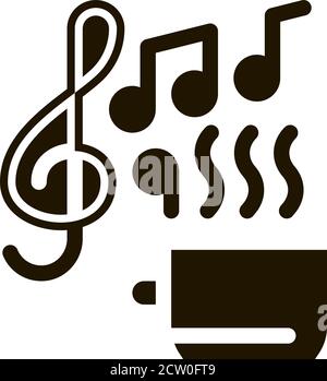 Hot Drink Cup and Relax Music Biohacking Icon Vector Illustration Stock Vector