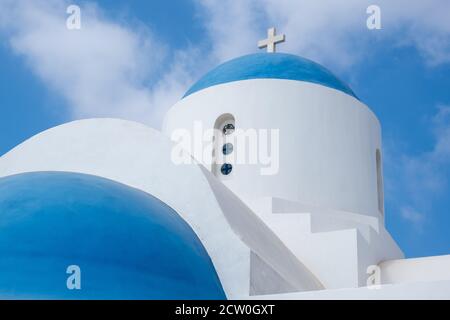 Christian church with belfry dome against blue cloudy sky. Stock Photo