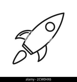 Rocket icon isolated. Vector illustration. Linear rocket icon in flat design Stock Vector