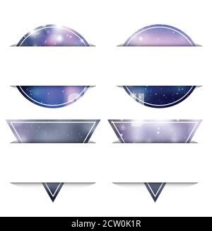 Set of banners from circles and triangles with blurred background and space for text. Objects separate from the background. Vector template for your d Stock Vector