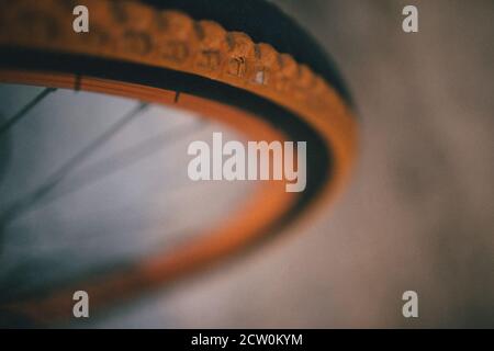 Different and artistic view of bicycle tire. Stock Photo