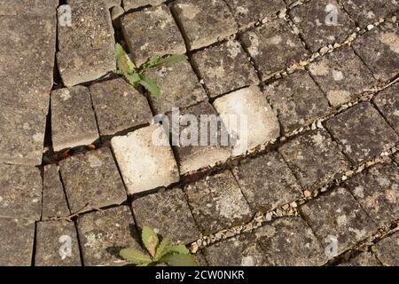 loose and unkempt cobblestone pavement close-up view Stock Photo