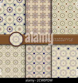 Set of vector seamless patterns of decorative ancient Greek statues of ...