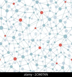 Neural network seamless pattern. Neural network of nodes and connections. Vector Stock Vector