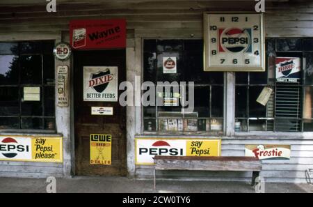 Historical 1970s Photo:   Du Quoin IL gas station ca.  July 1973 Stock Photo