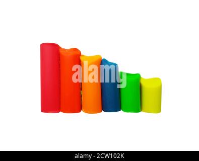Plasticine sticks of different colors on white background Stock Photo