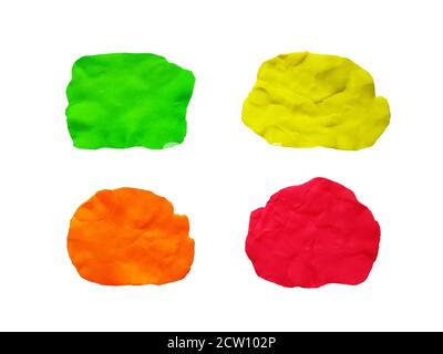 Plasticine colorful dialog closeup clouds isolated on white background. Stock Photo
