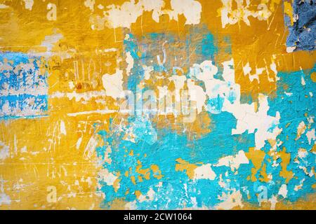 Abstract painted old cracked weathered cement wall background texture Stock Photo