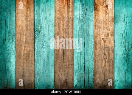 Green and natural wood textured planks background with delicate vignetting Stock Photo