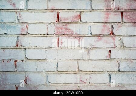 White old brick painted wall for texture or background Stock Photo
