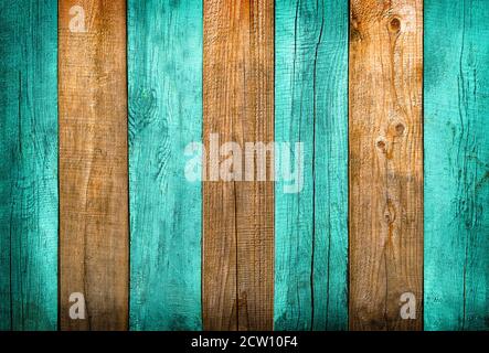 Green and natural wood textured planks background with delicate vignetting Stock Photo