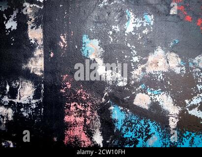 Aged old dirty concrete cracked wall texture or background Stock Photo