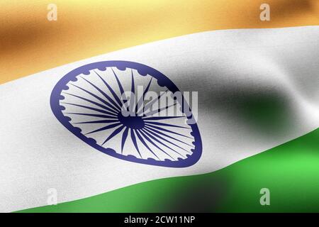 3d rendering of a detail of a silked India flag Stock Photo