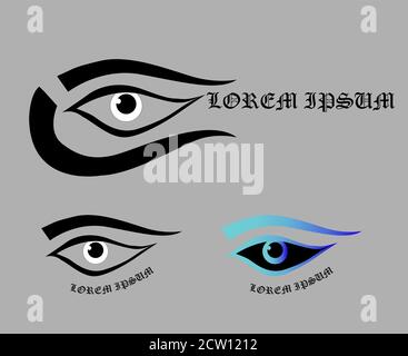 Vector human eye logo design. The illustration contains different colour combinations of the logo. Stock Vector