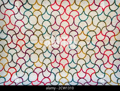 Beautiful carpet geometric abstract colorful textile pattern Stock Photo