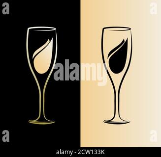 Silhouette champagne glass vector. The picture can be used for website designing, logo making and company branding. Stock Vector