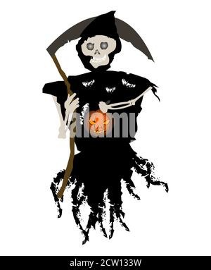 Grim reaper silhouette for Halloween poster, banner, invitation cards and greeting cards Stock Vector
