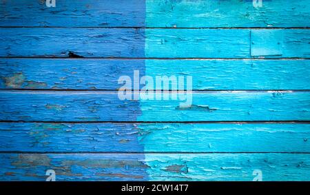 Wooden old grunge blue plank texture as background Stock Photo