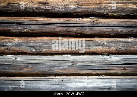 Weathered brown old wood horizontal planks background Stock Photo
