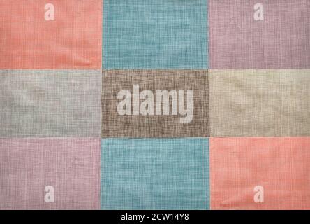 Background from different colorful pieces of cloth, closeup Stock Photo