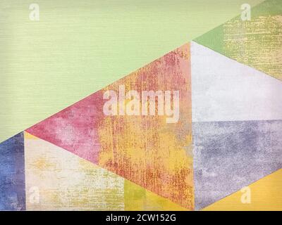 Old colored grunge wallpaper with triangles. Geometric texture Stock Photo