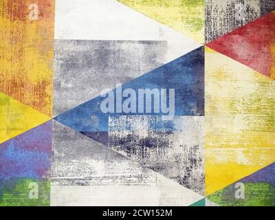 Old colored grunge wallpaper with triangles. Geometric texture Stock Photo