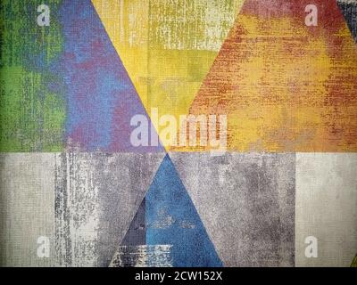 Old colored grunge wallpaper with triangles. Geometric texture Stock Photo