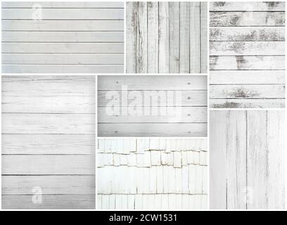 Set of different white painted wooden texture boards Stock Photo
