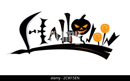 Creative silhouette halloween banner for emblem, party invitations and for website designing Stock Vector