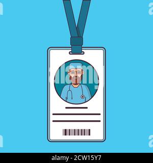ID cards doctors. Young man plastic identification card. Stock Vector