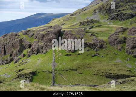Moel yr Ogof, 'Hill of the Cave' in the Moel Hebog range, Snowdonia, North Wales. The cave was a hiding place of Owain Glyndwr. Stock Photo