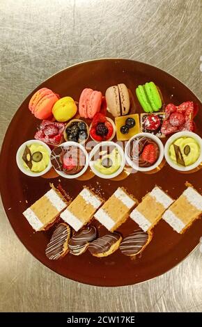 assorted french pastries in a plate Stock Photo