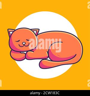 cute orange cat sleeping. cartoon vector illustration Stock Vector