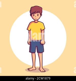 cartoon cute boy in a standing pose. cartoon vector illustration Stock Vector