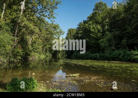 River Jagst near Crailsheim in southern Germany. Stock Photo