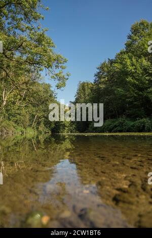 River Jagst near Crailsheim in southern Germany. Stock Photo