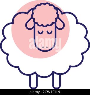 Cute sheep cartoon line style icon vector design Stock Vector