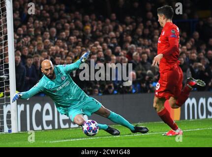 LONDON, ENGLAND - FEBRUARY 26, 2020: Willy Caballero of Chelsea pictured during the 2019/20 UEFA Champions League Round of 16 game between Chelsea FC and Bayern Munich at Stamford Bridge. Stock Photo