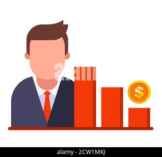 decrease in men income. decay circuit. flat vector illustration isolated on white background. Stock Vector
