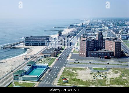 Buildings and Beach, High Angle View, Asbury Park, New Jersey, USA, John Margolies Roadside America Photograph Archive, 1978 Stock Photo