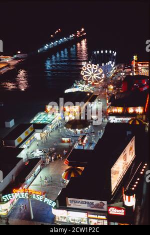 Steeplechase Pier at Night, Atlantic City, New Jersey, USA, John Margolies Roadside America Photograph Archive, 1978 Stock Photo