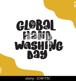 Global Handwashing Day concept, 15 October. Hand sketched  Stock Vector