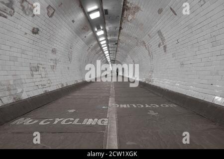 Greenwich foot tunnel crosses beneath the River Thames in East London, United Kingdom Stock Photo