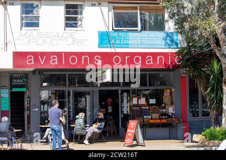 People enjoying coffee at an organic cafe in Avalon Beach, suburb of Sydney,NSW,Australia Stock Photo