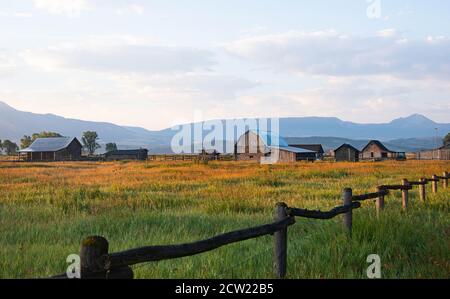 John Moulton barn and homestead, Grand Teton National Park, Wyoming, USA Stock Photo