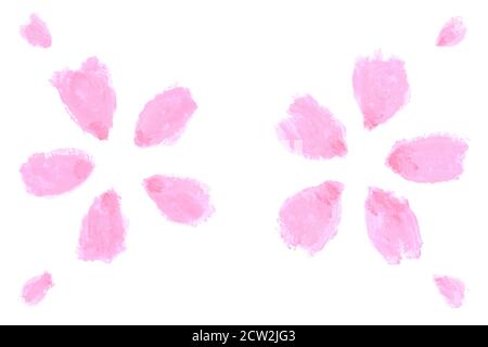 Japanese pink cherry blossom petals abstract on white background, watercolor hand paint Stock Photo