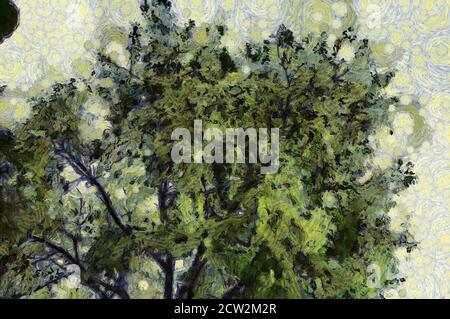 Trees and branches Illustrations creates an impressionist style of painting. Stock Photo