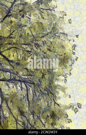 Trees and branches Illustrations creates an impressionist style of painting. Stock Photo